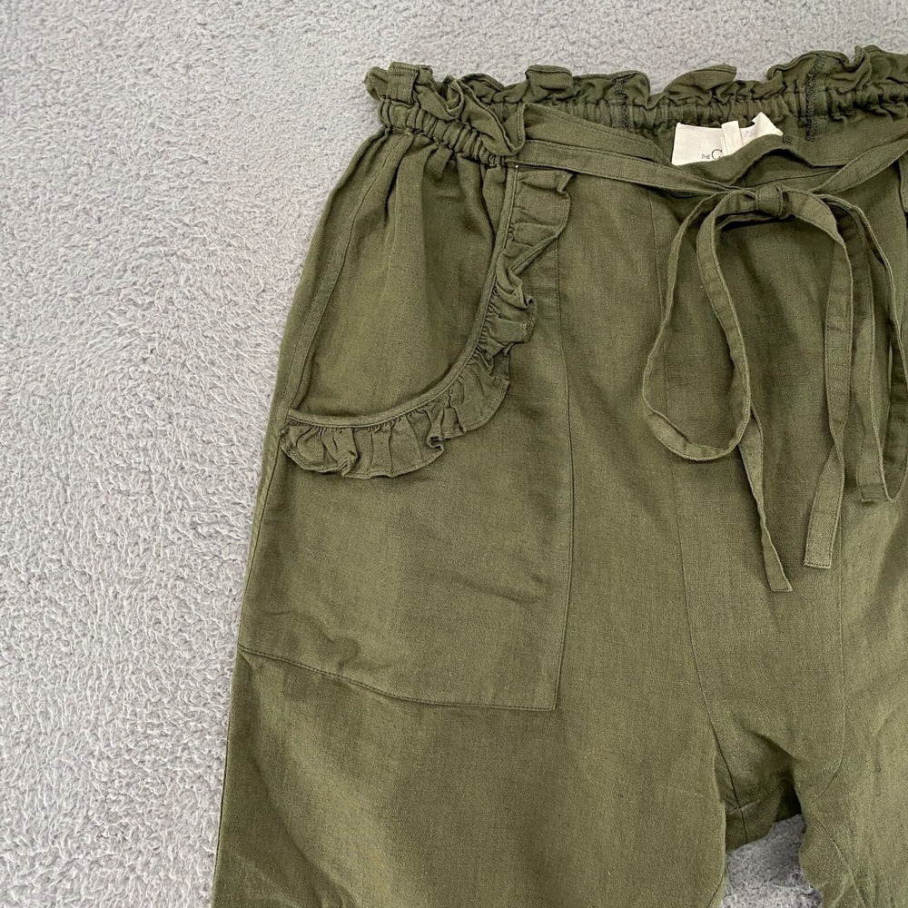 The Great. Pants Womens 1 / Small Linen Blend Tulip Drop Crotch Pockets Ruffles - Picture 4 of 13